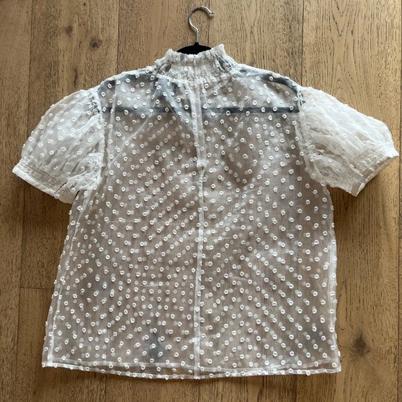 Birgitte Herskind Grace Swiss Dot Blouse White Size 36 - Picture 6 of 8